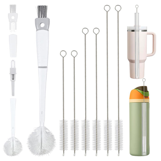 Straw Cleaner Brush Bottle Brush Kit for Stanley Cup Tumbler - Multifunctional Water Bottle Cleaner and 3-Size Straw Cleaning Brushes for Owala Freesip/Simple Modern/Yeti Tumbler, Cup Lid Gap Cleaners