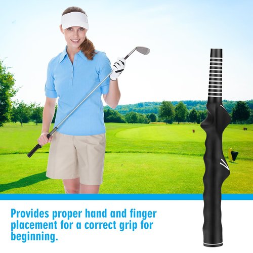 Arrowbash 4 Pcs Golf Training Grip Right Handed Swing Grip Trainer Aid Tool for Men Club Accessories, Black