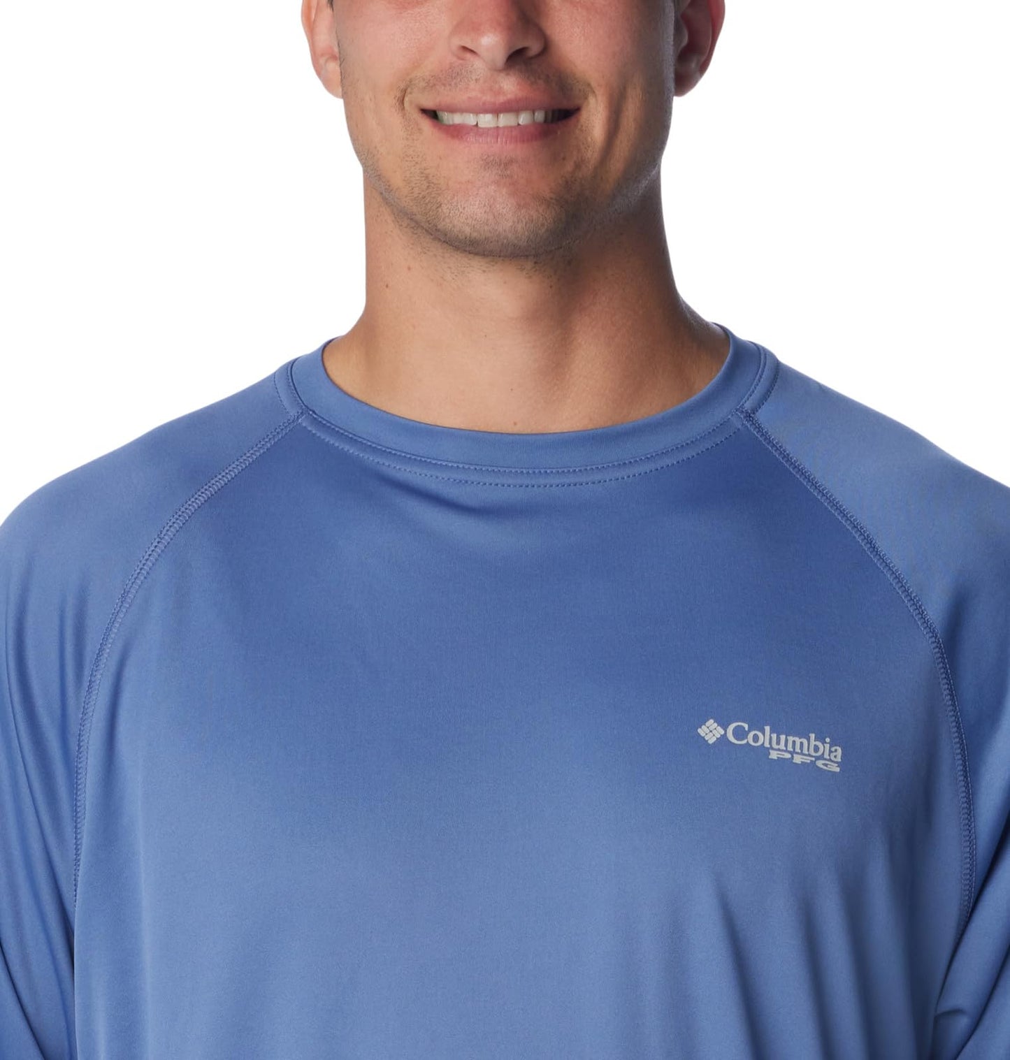 Columbia Men's Terminal Tackle Long Sleeve Shirt, Bluebell/Cool Grey Logo, X-Small