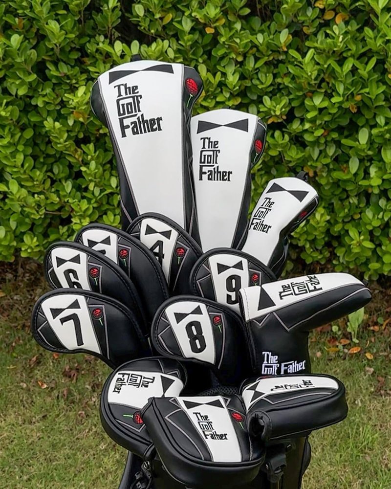 The Golf Father Golf Club Covers, Driver Fairway Hybrid Headcover, Funny Putter Cover Magnetic, Black & White Color Iron Covers,Golf Gifts for Men (Driver Headcover)