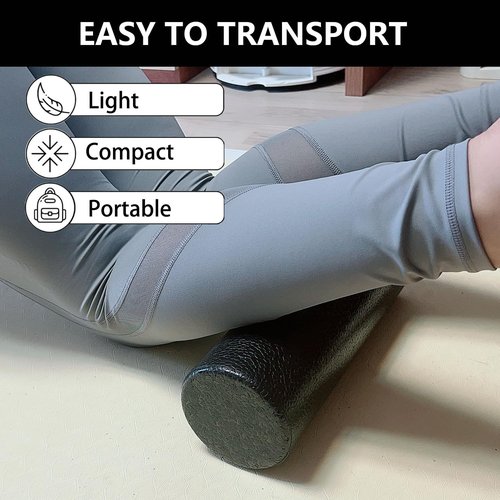 High Density Foam Roller by Travel Size - Perfect for Back Stretching, Yoga & Physical Therapy | 12" X 4" Round (Black)