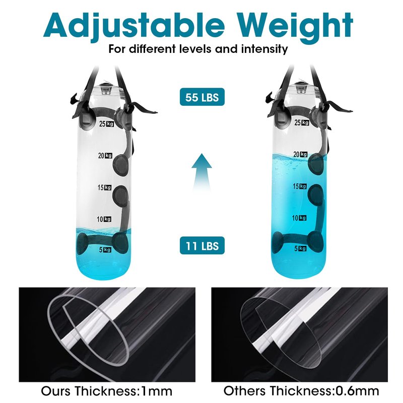 Water Weights Aqua Bag - Dual-Purpose Water Punching Bag, Sandbag Alternative for Strength Training, Portable Stability Fitness Equipment for Core and Balance Home Gym - 55 LBS