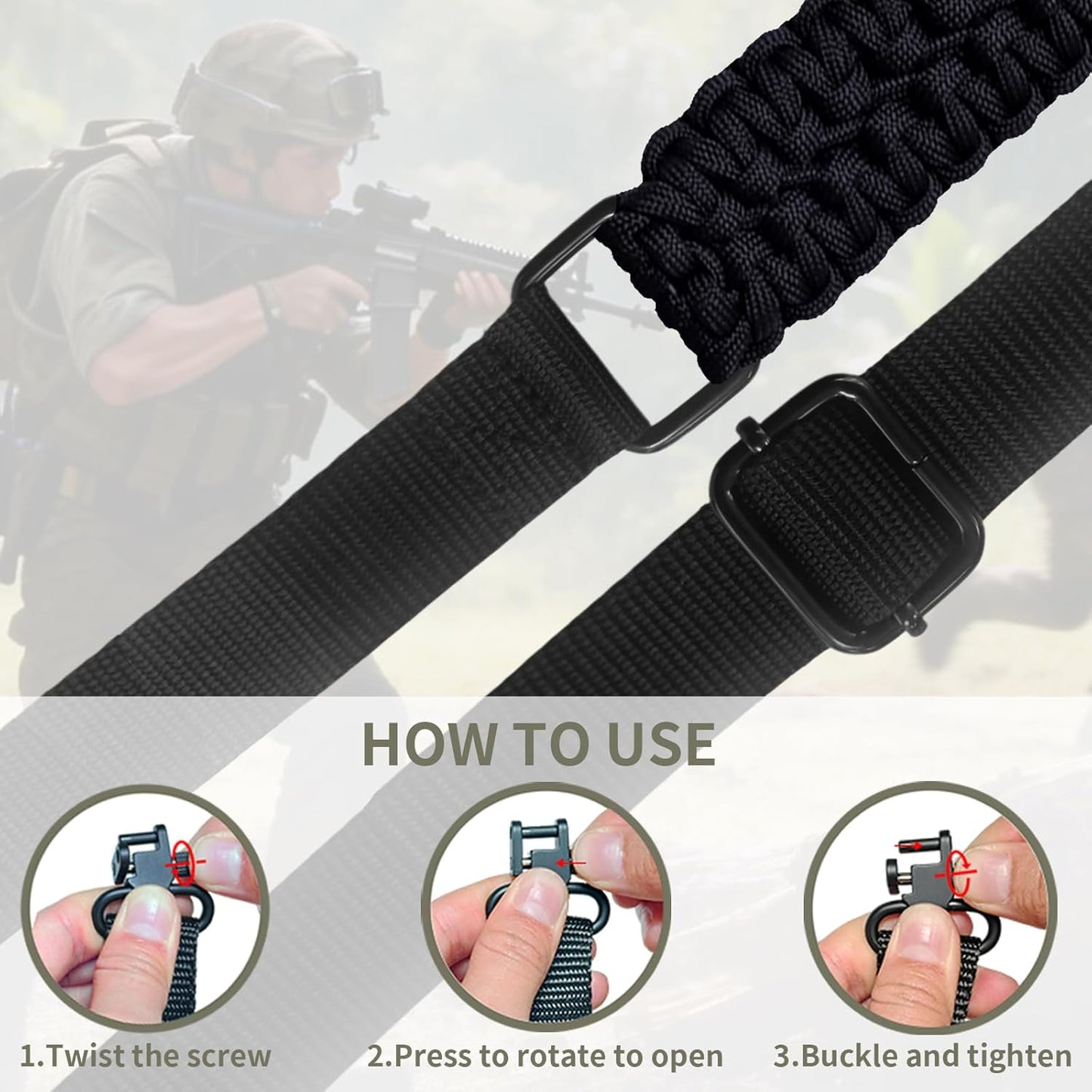 Skiennix Adjustable 2-Point Paracord Rifle Sling - Heavy-Duty Gun Sling for Hunting & Survival | Fits Most Rifles