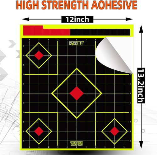 Fluorescent Yellow Shooting Target Stickers by [Brand Name] - 12x13 Inch for Handguns, Rifles & More | 10/25/50 Pack