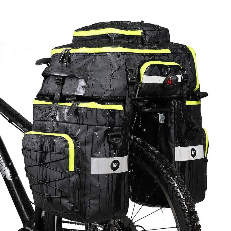 Rhinowalk Bike Bag Bike Pannier Bag Set, for Bicycle Cargo Rack Saddle Bag Shoulder Bag Laptop Pannier Rack Bicycle Bag Professional Cycling Accessories 3 in 1-Green