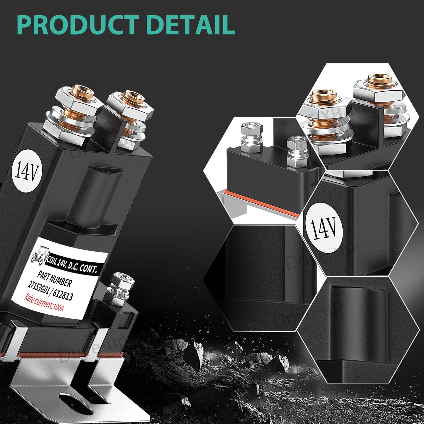 DRIVE UP 14V 4 Terminal Solenoid for EZGO TXT Gas Golf Cart 1994-Up OEM 27153-G01 27153G01 612813
