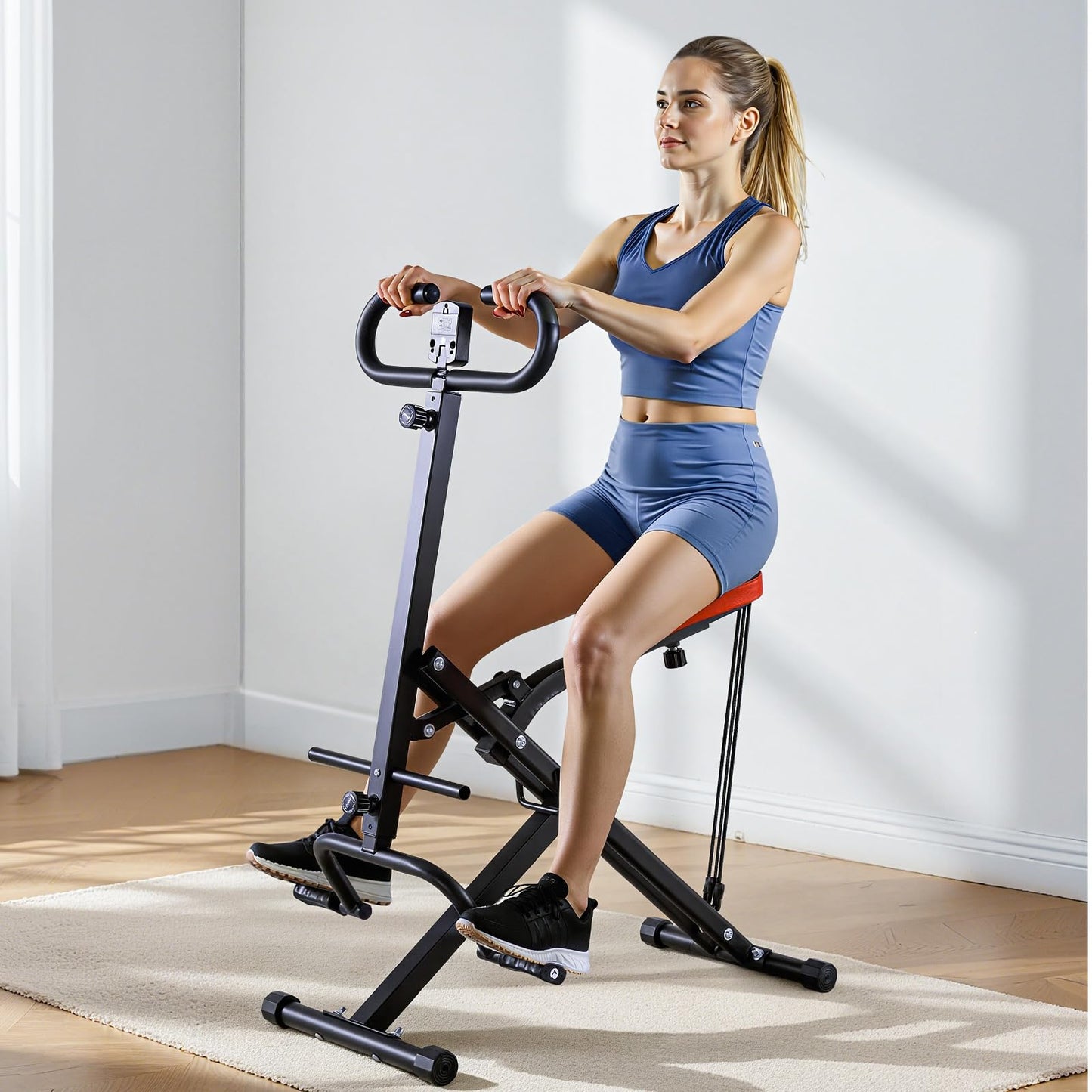 VEVOR Squat Machine, Deep Squat Rowing Machine for Home, Easy Setup & Foldable Exercise Equipment, Glute Trainer Machine with 3 High-Strength Resistance Bands, Glutes & Leg Home Workout Machine