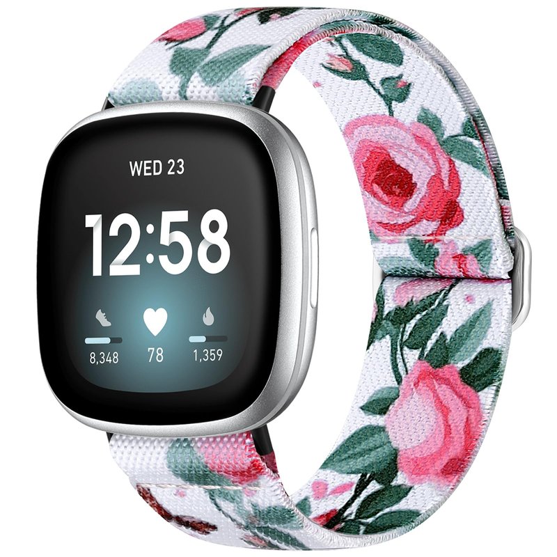 Odbeai Stretchy Strap Compatible with Fitbit Sense Bands/Sense 2 Band, for Versa 4 Bands for Woman/Versa 3 Band, Adjustable Elastic Nylon Sport Cute Stretch Stylish Replacement Wristbands Strap