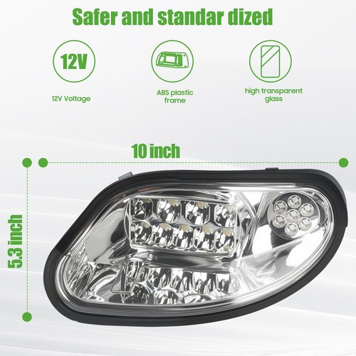 10L0L Golf Cart Headlights for EZGO TXT/T48 (2014-Up) - Driver & Passenger Side Replacement, 12V Bright Headlights Direct Fit Gas/Electric Models