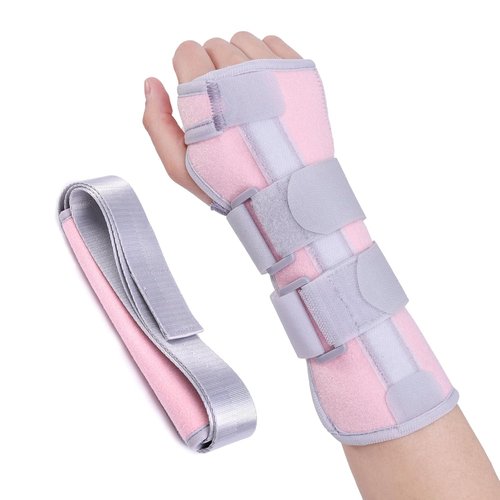 Lvyeyung Wrist Brace for Carpal Tunnel Night Support, Adjustable Wrist Support with Sling Right Hand, Carpal Tunnel Relief Wrists Splint for Work, Hand Brace for Men and Women(Right-Pink)