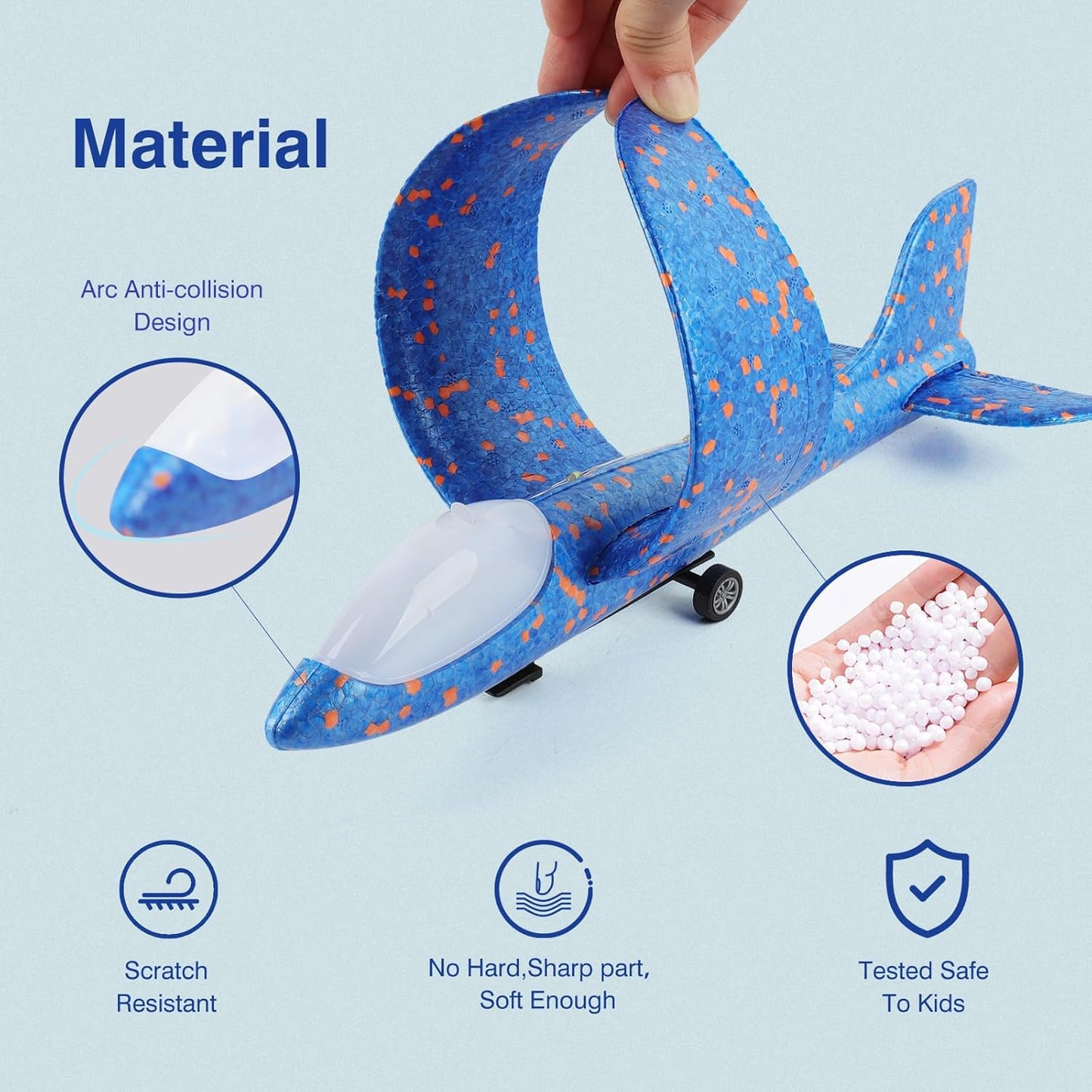 Wesfuner Foam Airplane Launcher Toys - 3 Pack Glider Planes with 2 Flight Modes | Perfect Outdoor Gift for Kids Ages 3-12
