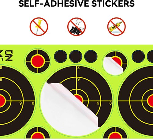 GearOZ Bullseye Splatter Target Stickers - 90-225 PCS Reactive Shooting Paper Targets | Adhesive for BB & Airsoft