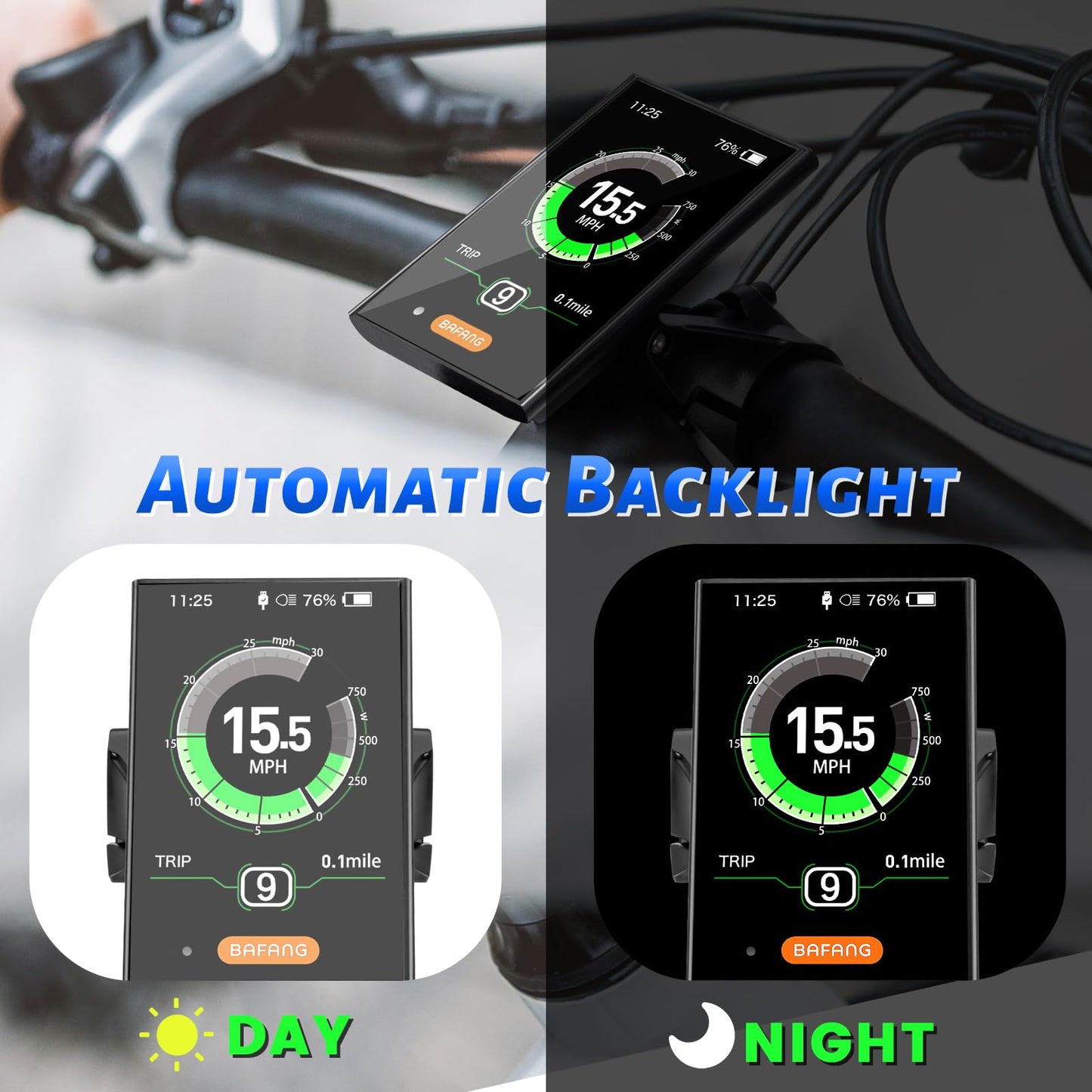 BAFANG Ebike Display DPC18 for BBS01B BBS02B BBSHD UART Version Mid Drive Motor, 0-9 Pedal Assist Levels E-Bike Computer Display