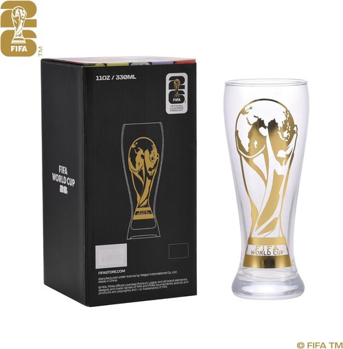 FIFA World Cup 2026 Trophy Beer Glass - 11oz Collector's Edition - Durable & Elegant Design