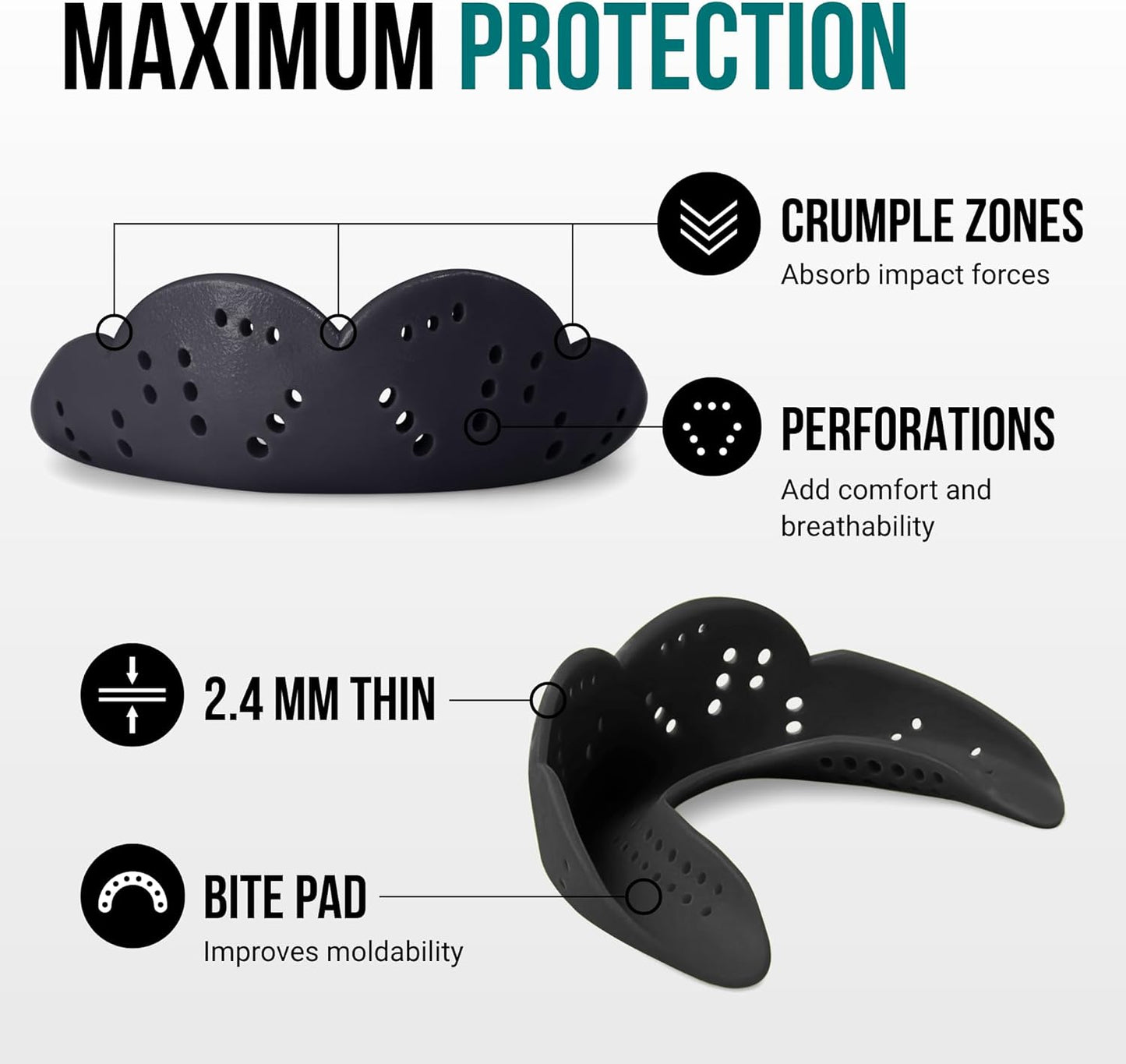 SISU Max Mouthguard - Maximum Protection for Rugby, MMA, Boxing & More | Adult Fit, Remoldable Up to 20 Times
