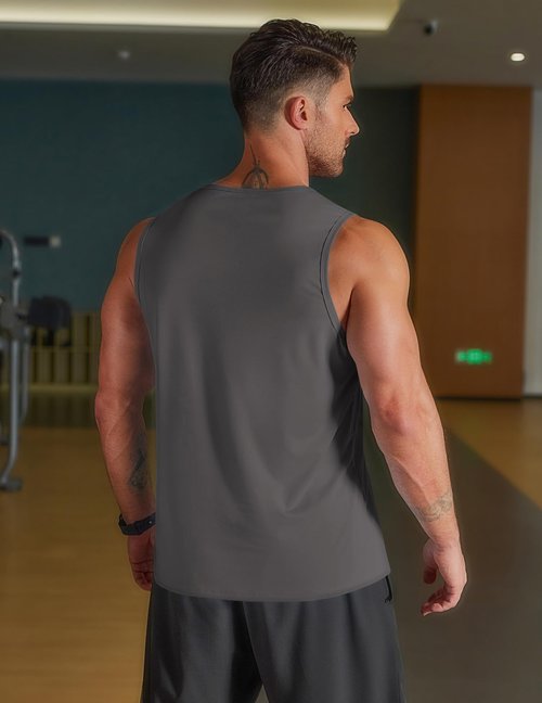 COOFANDY Sleeveless Shirts for Men Dry Fit UPF 50+ Tanks Top Summer Gym Bodybuilding Running Beach Cut Off Activewear T-Shirt Dark Grey