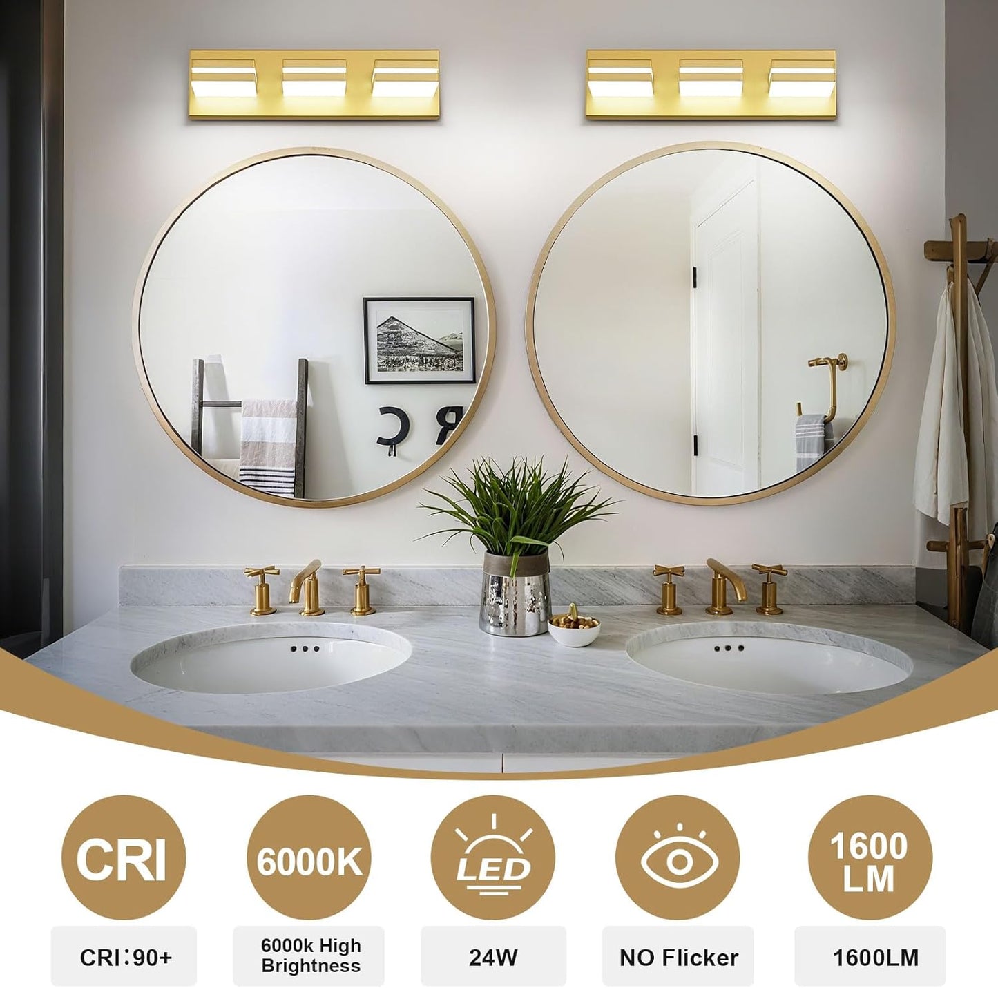 3-Light Modern LED Bathroom Vanity Light Fixture - Black Metal & Acrylic, 16-inch Over Mirror Lighting