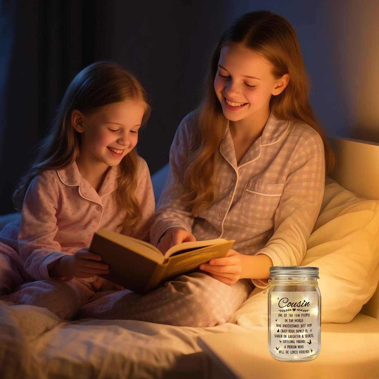Cousin Gifts for Women Best Cousin Ever Gifts,Mason Jar Night Light Cousin Birthday Gifts for New Cousin Sister Thanksgiving Christmas Mothers Day