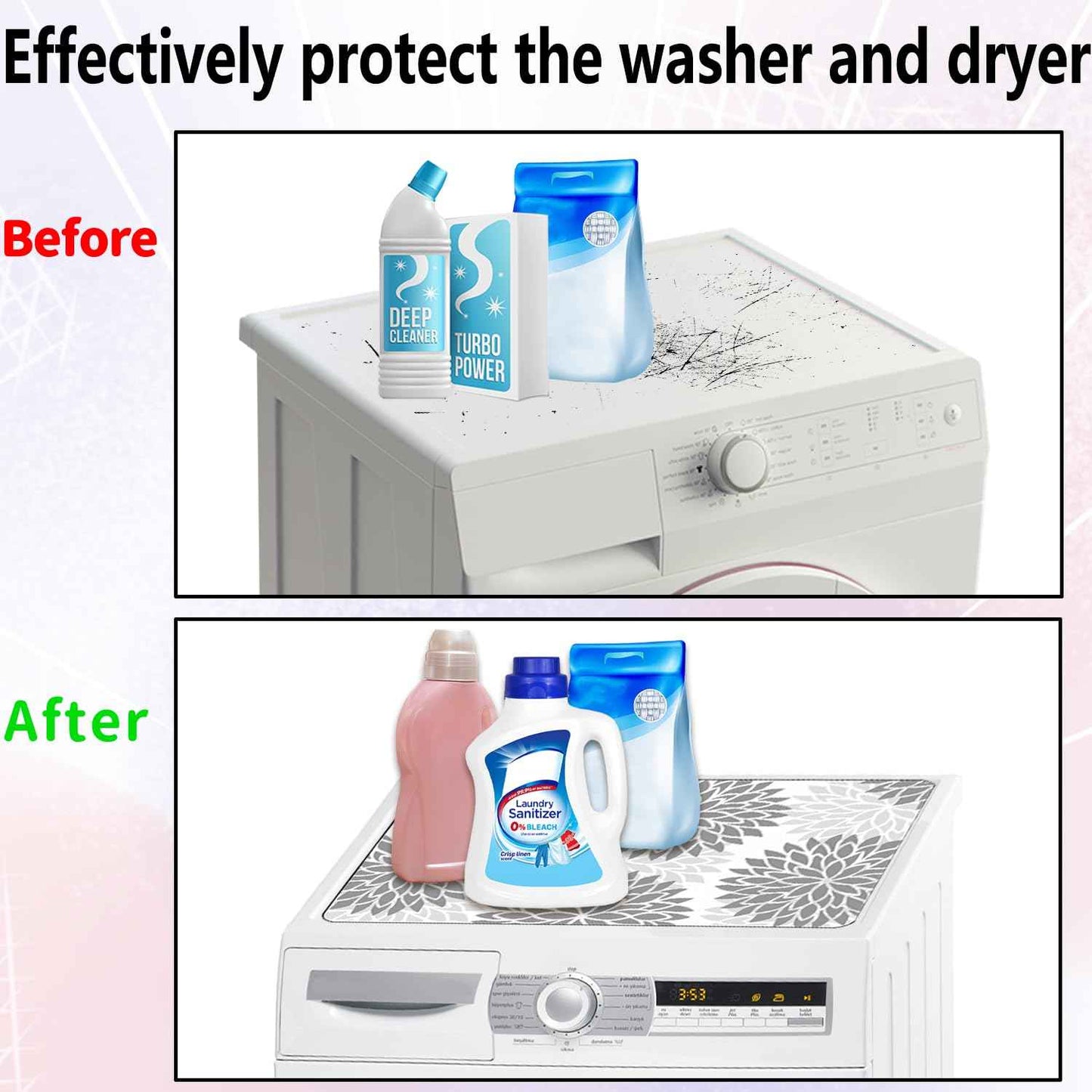 Washer and Dryer Covers for the Top 23.6“ x 19.7", – Waterproof, Non-Slip Laundry Machine Protector Mat for Dust, Scratch – Fits Most Washers, Dryers, Laundry Room Organization Essentials Accessories