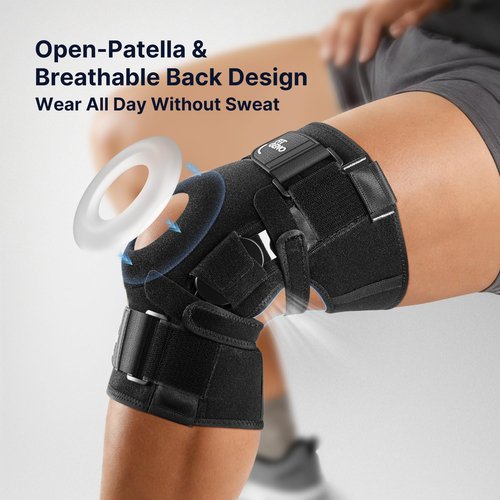 Fit Geno Hinged Knee Brace for Meniscus Tear: Adjustable Knee Support for Knee Pain w/Side Stabilizers & Hinges for Injury or Surgery Recovery - Men and Women