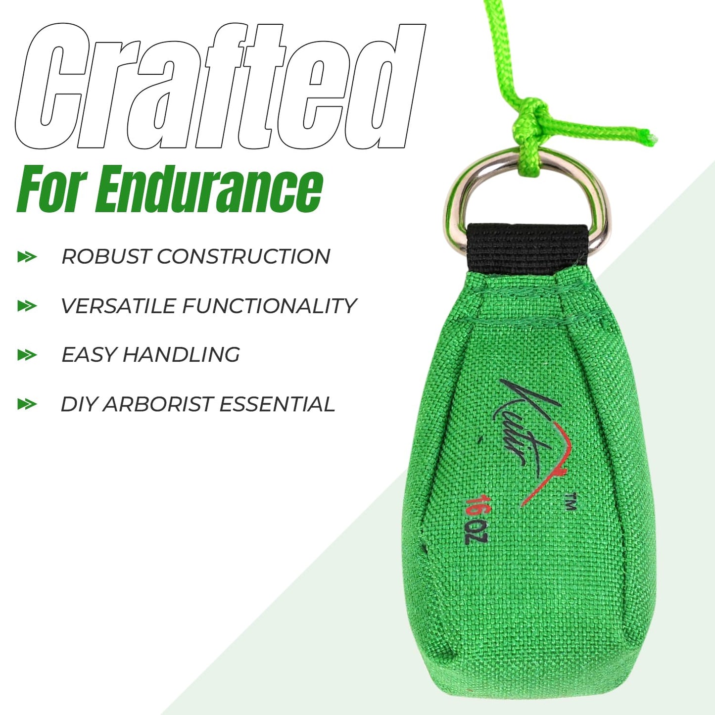 Kutir Throw Weight and Line Kit with Storage Bag 16 OZ 600D Pouch, 150 Foot Polyethylene Easter Rope for Arborists, Suitable for Tree Climbing, High Limb Throwing