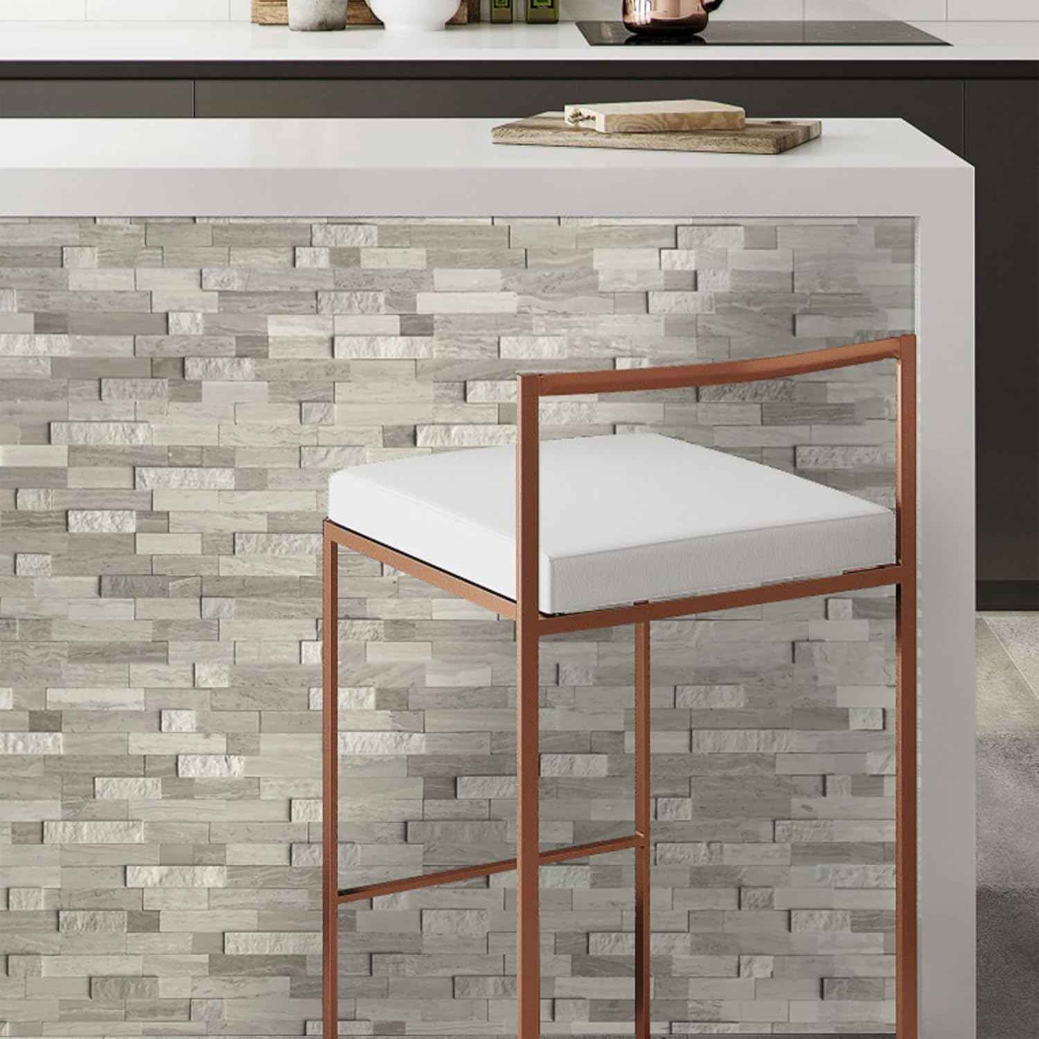 Peel and Stick 3D Stone Mosaic Tiles - 12x11" Self-Adhesive Backsplash for Kitchen & Bathroom - 5 Sheets, Mixed Tan