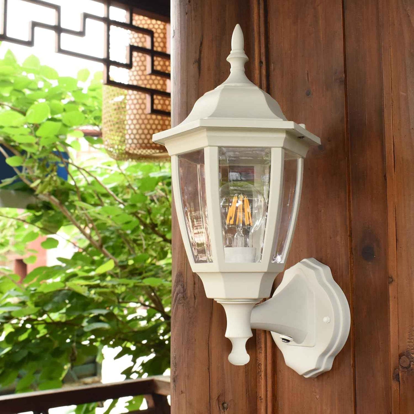Outdoor Wall Light with Dusk to Dawn Sensor - 2-Pack LED Lanterns for Porch & Garage