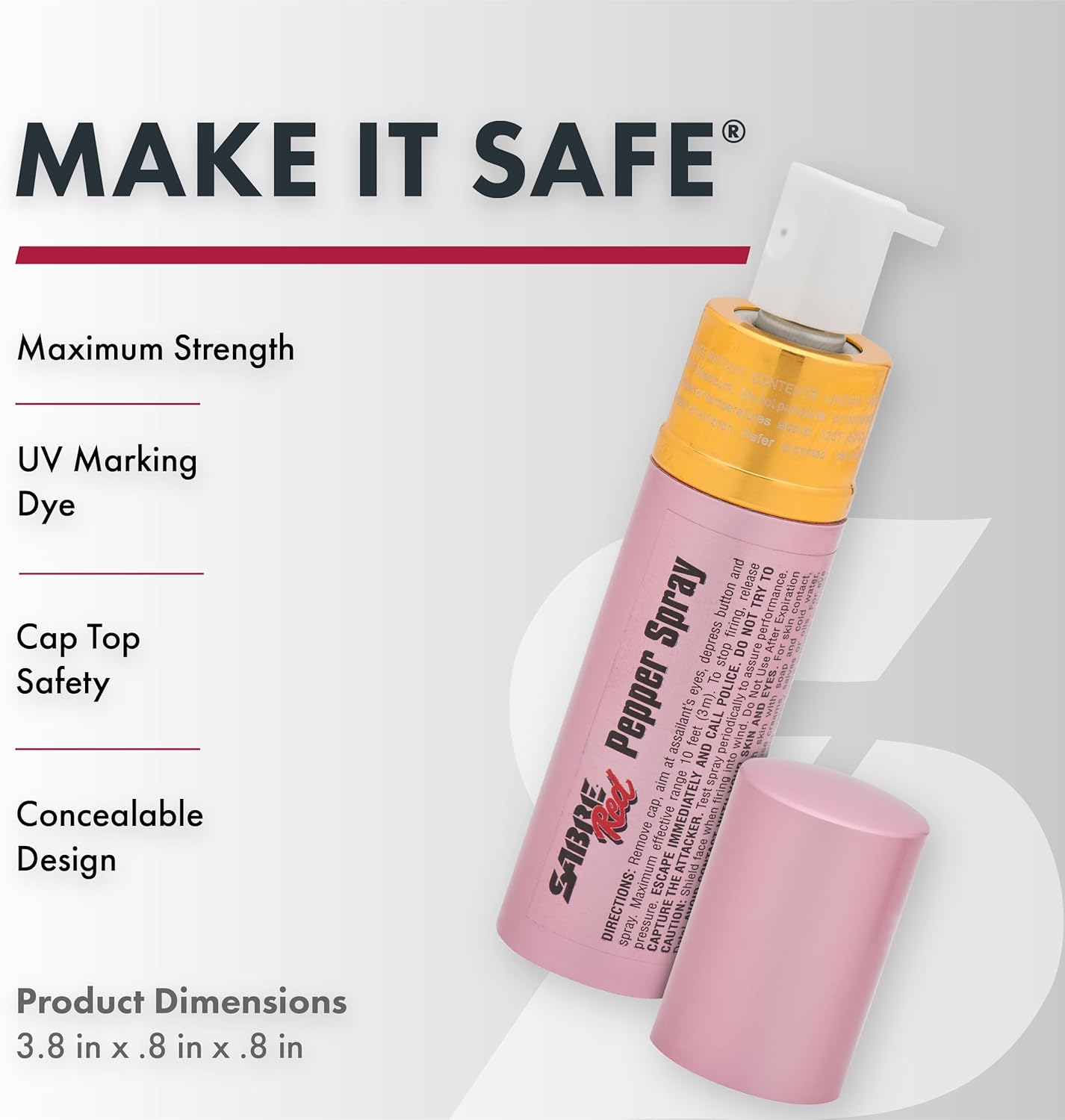 Sabre Lipstick Pepper Spray - Discreet Self Defense with Realistic Lipstick Design | Maximum Strength OC Spray, 0.75 fl oz, Pink