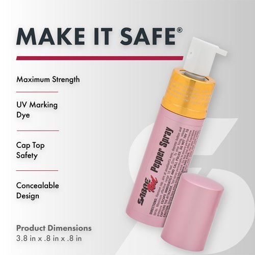 Sabre Lipstick Pepper Spray, Realistic Lipstick Design for Discreet Self Defense, 3X Longer Spray Time - Up to 10 Seconds, Maximum Police Strength OC Spray, 0.75 fl oz, Pink