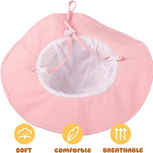 HONGTEYA Baby Sun Hat - Adjustable Toddler Girl Beach Hat for Summer Sun Protection | Wide Brim