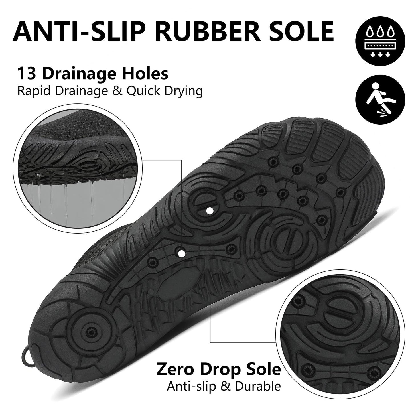 Mishansha Womens Mens Water Shoes Wide Toe Box Swim Beach Barefoot Shoes Quick Dry Non Slip Lividity Black 8.5 Women/6.5 Men