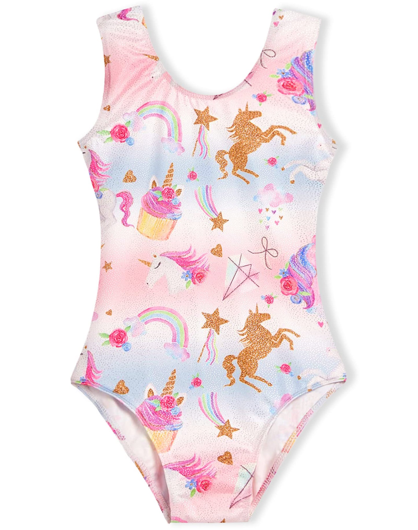 Domusgo Gymnastics Leotards for Girls Pink White One Piece Tumbling Outfits