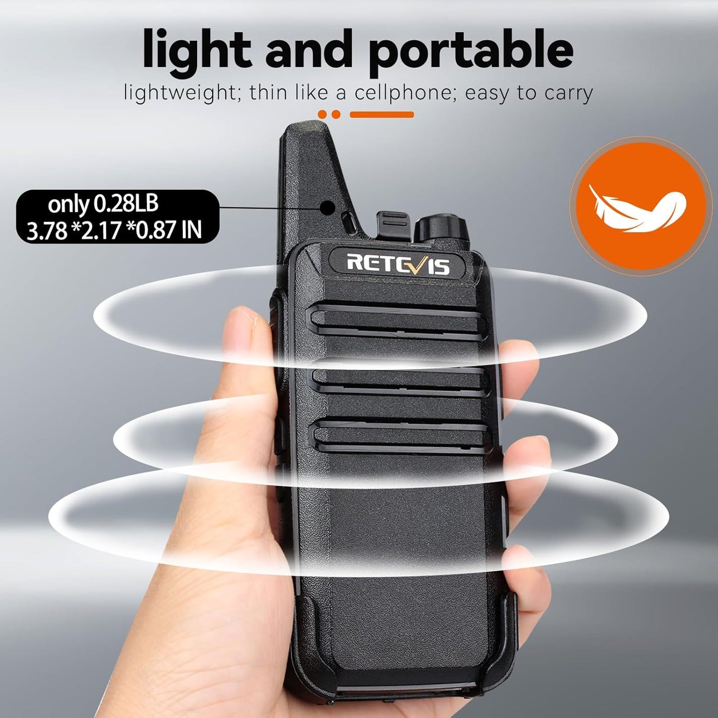 Retevis RT22 Two Way Radio - Long Range Rechargeable Walkie Talkies | Portable USB-C Charging (4 Pack)