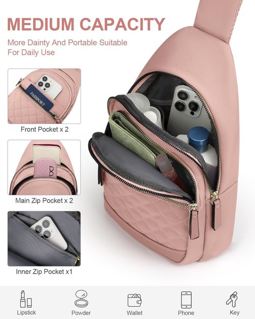 Capolo Sling Bag - Waterproof Crossbody for Men & Women | Trendy Casual Fanny Pack - Pink, Medium