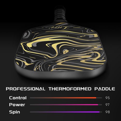 LUZZ Frameless Pickleball Paddle, Ultra Thermoformed GoldenVeil(16mm) T700 Carbon Fiber No Edge Pickleball Paddles Friction Surface for Spin Edgeless Pickle Ball Rackets for Players