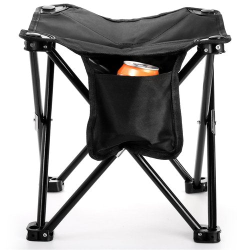 Cididu 2 Pack Camping Stool, 13 Inch Compact Camping Chair Portable, Lightweight Folding Stool Seat with Side Pocket and Carry Bag for Outdoor Hiking, Fishing, Picnic, Beach and Lawn Party, Black