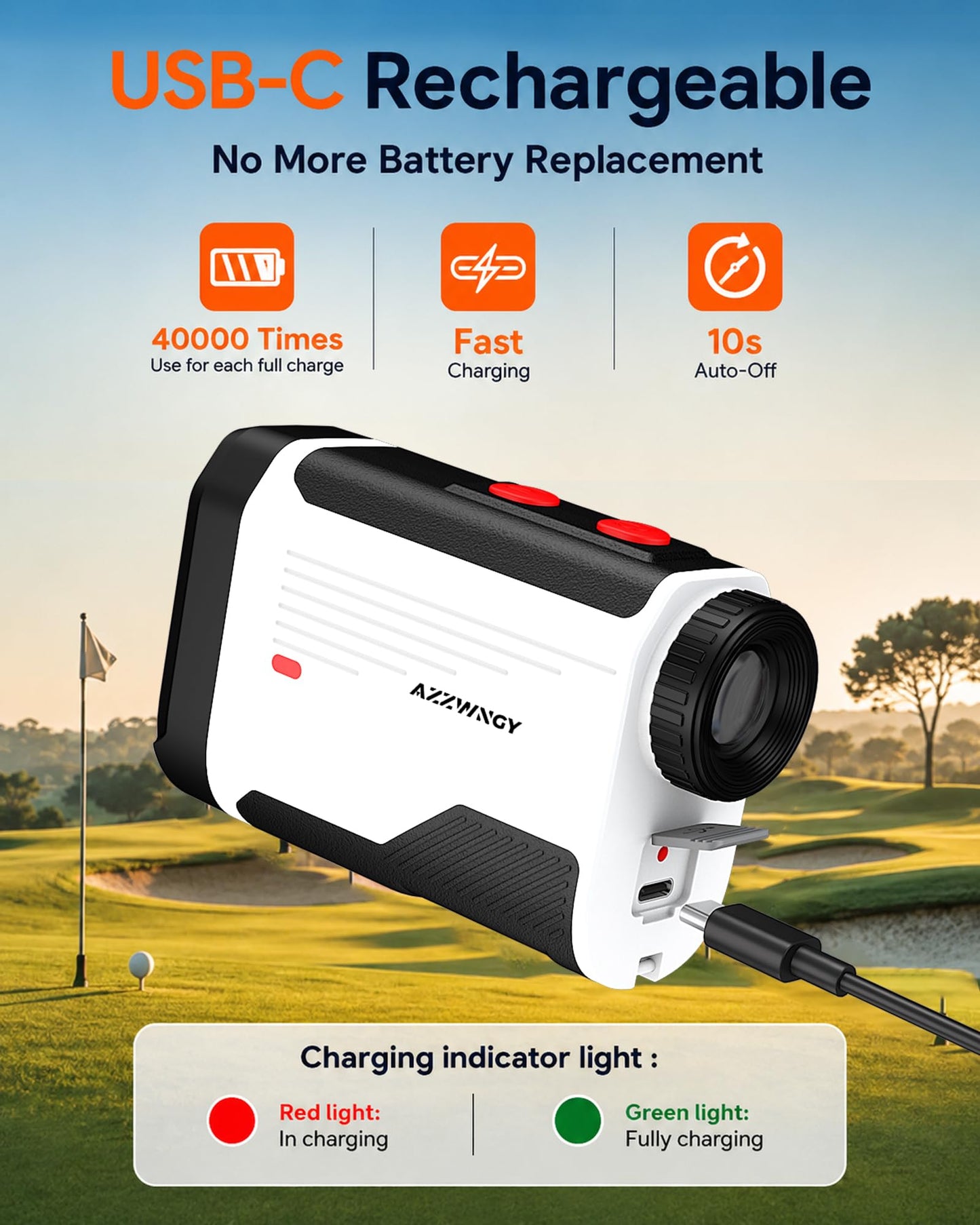 Golf Rangefinder with Slope, 1500 Yards Laser Range Finder with Flag Lock Vibration, 7X Magnification, Rechargeable Golf Rangefinder with Magnetic Mount, Fast Accurate Distance for Golf & Hunting