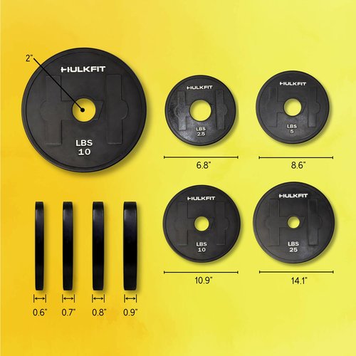 HulkFit Adjustable Rubber Coated Steel Dumbbell Weight Change Plates for Weightlifting and Strength Training (10lbs, Pair)