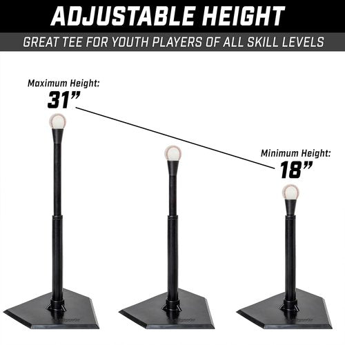 GoSports Baseball & Softball Batting Tees - Adjustable Rubber Hitting Tee for Jr. or Standard Sizes