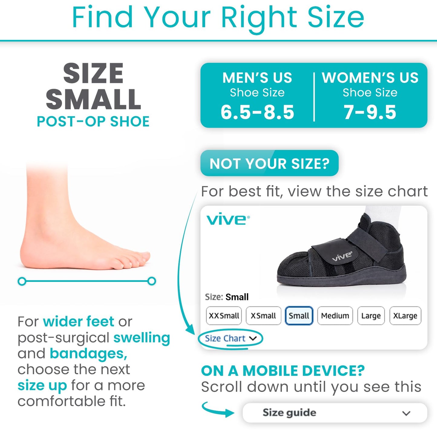 Vive Closed Post Op Shoe - Fracture Medical Walking Shoes for Women & Men - Orthopedic Recovery Shoe Brace - Foot Boot for Injured Feet and Broken Toe
