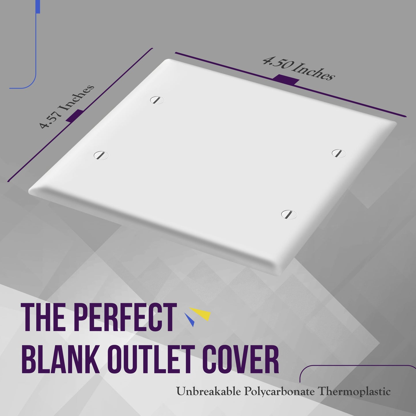 ENERLITES Double Blank Device Wall Plate Cover, Gloss Finish, Standard Size 2-Gang 4.50" x 4.57", Unbreakable Polycarbonate Thermoplastic, 8802-W-4PCS, White, 4 Pack