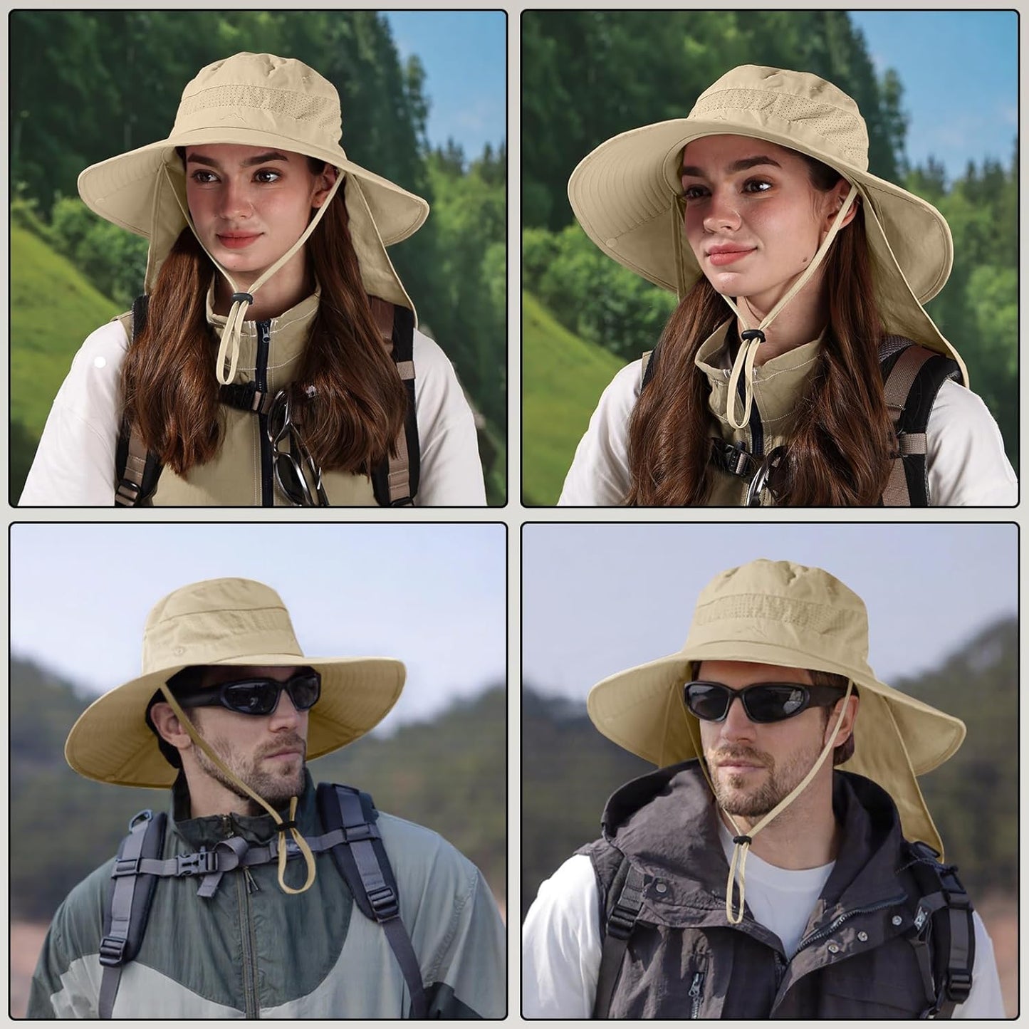 Skiennix Safari Hat - UPF50+ Protection Wide Brim Fishing Hat with Neck Flap | Ideal for Beach & Hiking