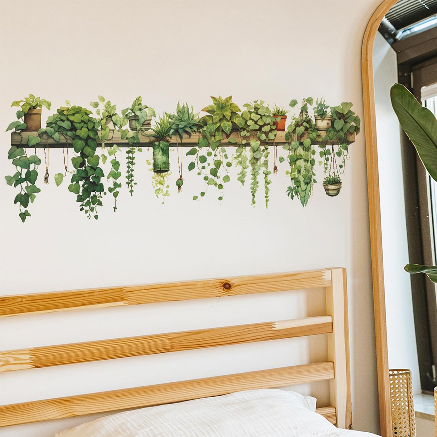 MeyRolizn Nature Green Plants Peel and Stick Wall Decals Wallpaper, Removable Wall Decals Shelves Green Plants Vinyl Art Wall Stickers & Murals for Living Room Kitchen Bathroom Decoration (A-Green)