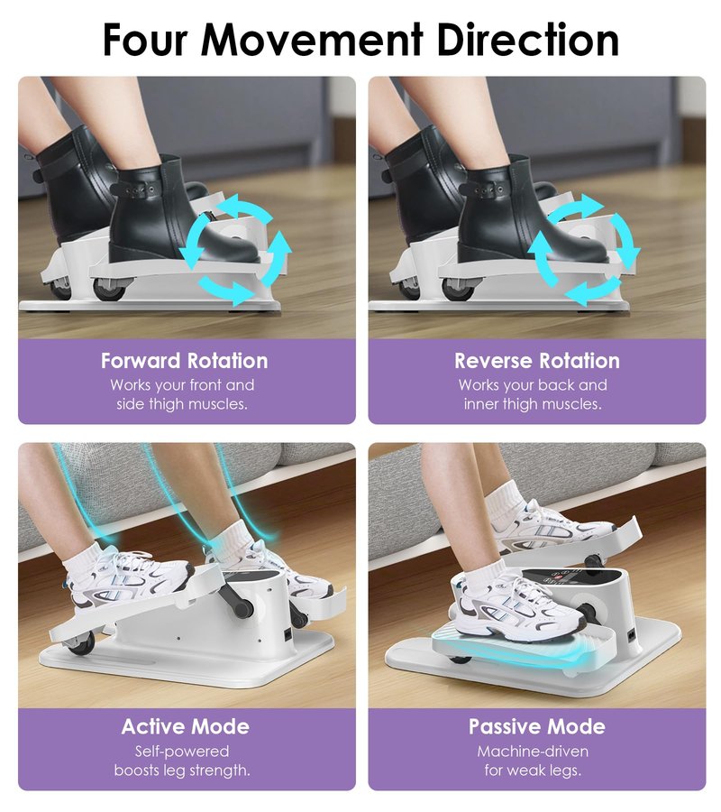 Under Desk Elliptical Machine That Plugs in Electrical Outlet, 12-Speed Bidirectional Leg Exerciser While Sitting for Seniors, Quiet Foot Pedal Exercise Machine with LCD Monitor & Remote Control