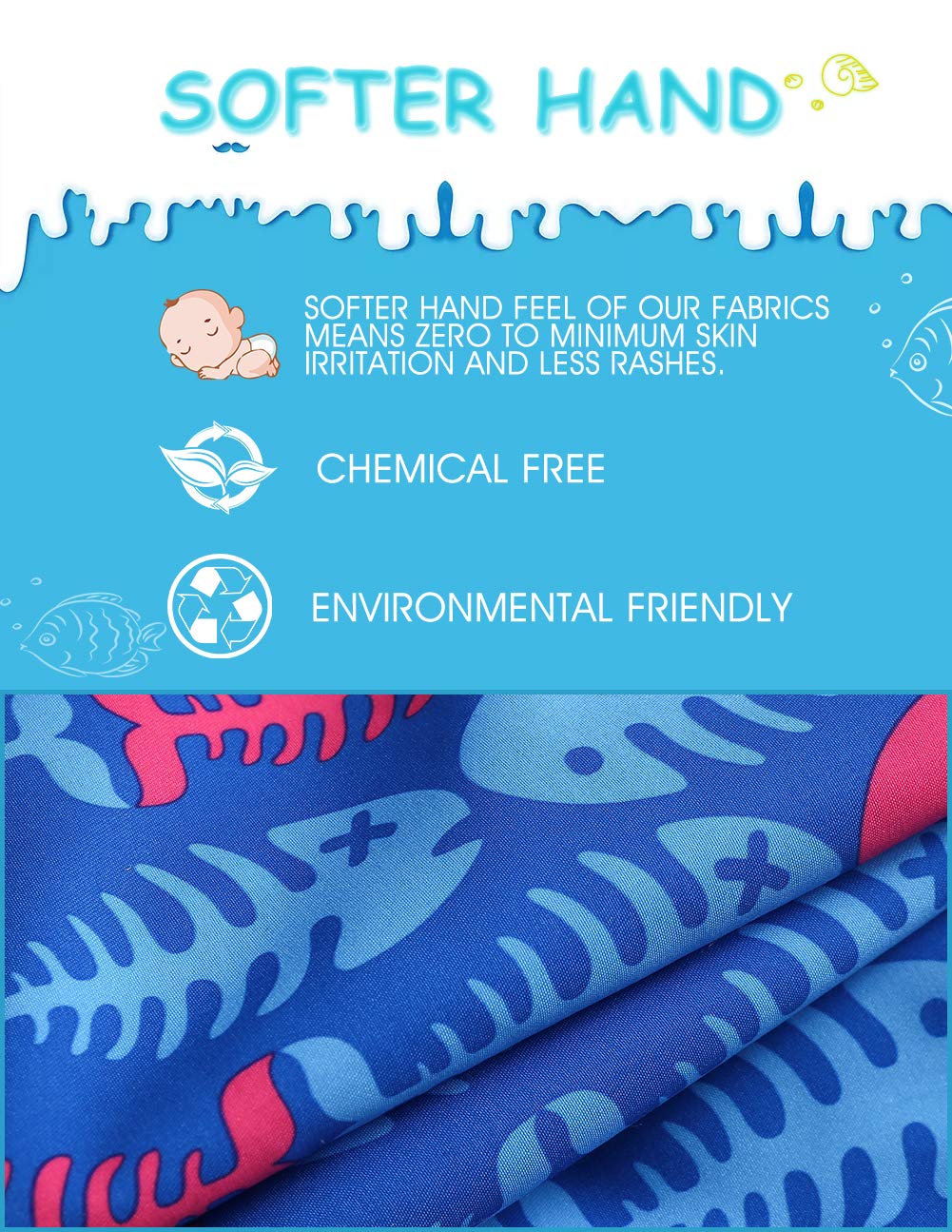 maamgic Boys Swim Trunks Toddler Swim Shorts Little Boys Bathing Suit Swimsuit Toddler Boy Swimwear,Fish-Blue,10 T