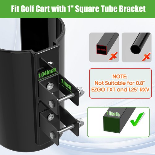 10L0L No Drilling Needed Golf Cart Sand Bottle with Holder Universal for EZGO Club Car Yamaha, Push Cart Divot Filler Sand Bottle with Grip Handle (Fit 1" Square Tube Bracket)