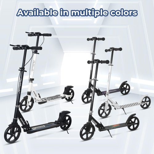 Nattork Scooter for Kids 8-12, Teens and Adults- Adjustable Height Folding Kick Scooter with Large Sturdy Wheels for a Smooth Ride, Lightweight, Anti-Shock Suspension for Boys and Girls-Black