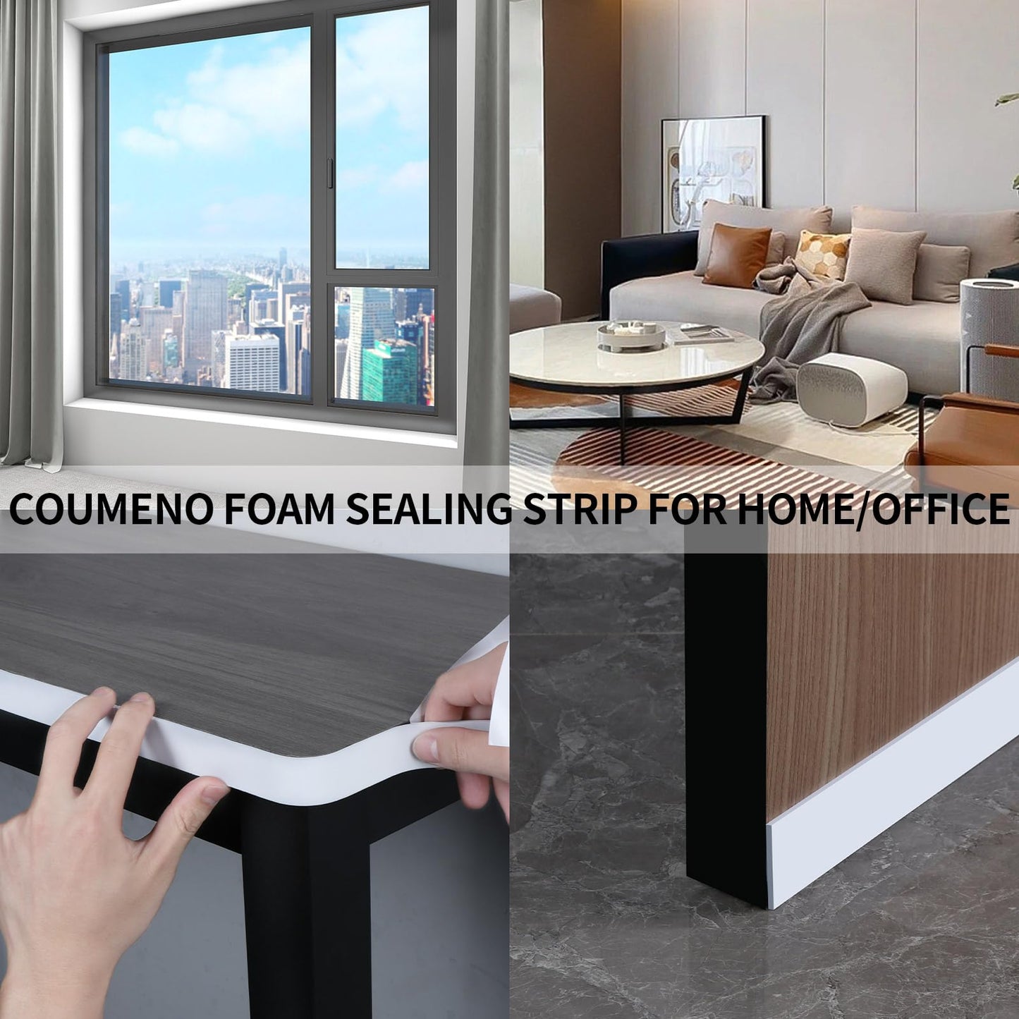 COUMENO EVA Single-Sided Adhesive White Foam Tape, Single-Sided Sealing Strip Foam Pad Sponge Tape Window Weatherproof, Self-Adhesive Insulation Sealing Tape 2inX9.84FT