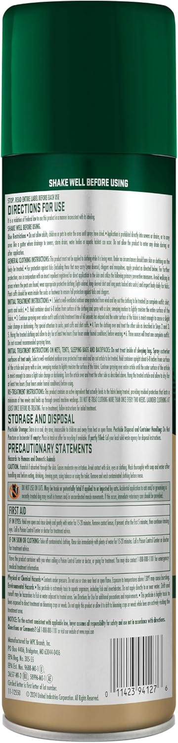 Repel Permethrin Clothing And Gear Insect Repellent, 6.5 Ounces, Aerosol Insect Repellent For Clothing And Gear Including Nets, Tents, Sleeping Bags And Backpacks