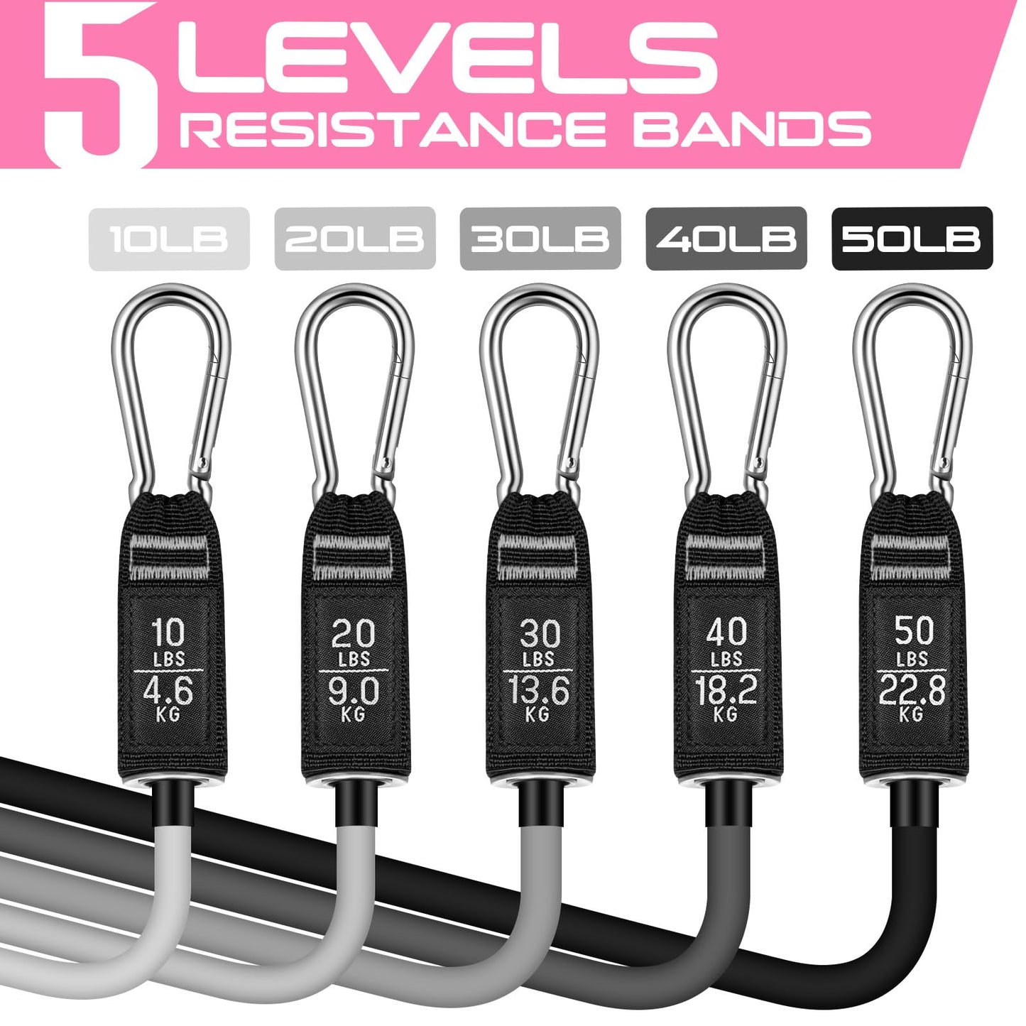 RENRANRING Resistance Bands for Working Out, 150LBS Exercise Bands, Workout Bands, Resistance Bands Set with Handles for Men Women, Legs Ankle Straps for Muscle Training